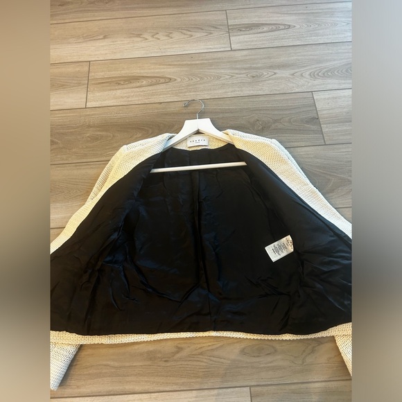 Sandro Cotton Ecru Zip Up Blazer Jacket - Picture 4 of 7